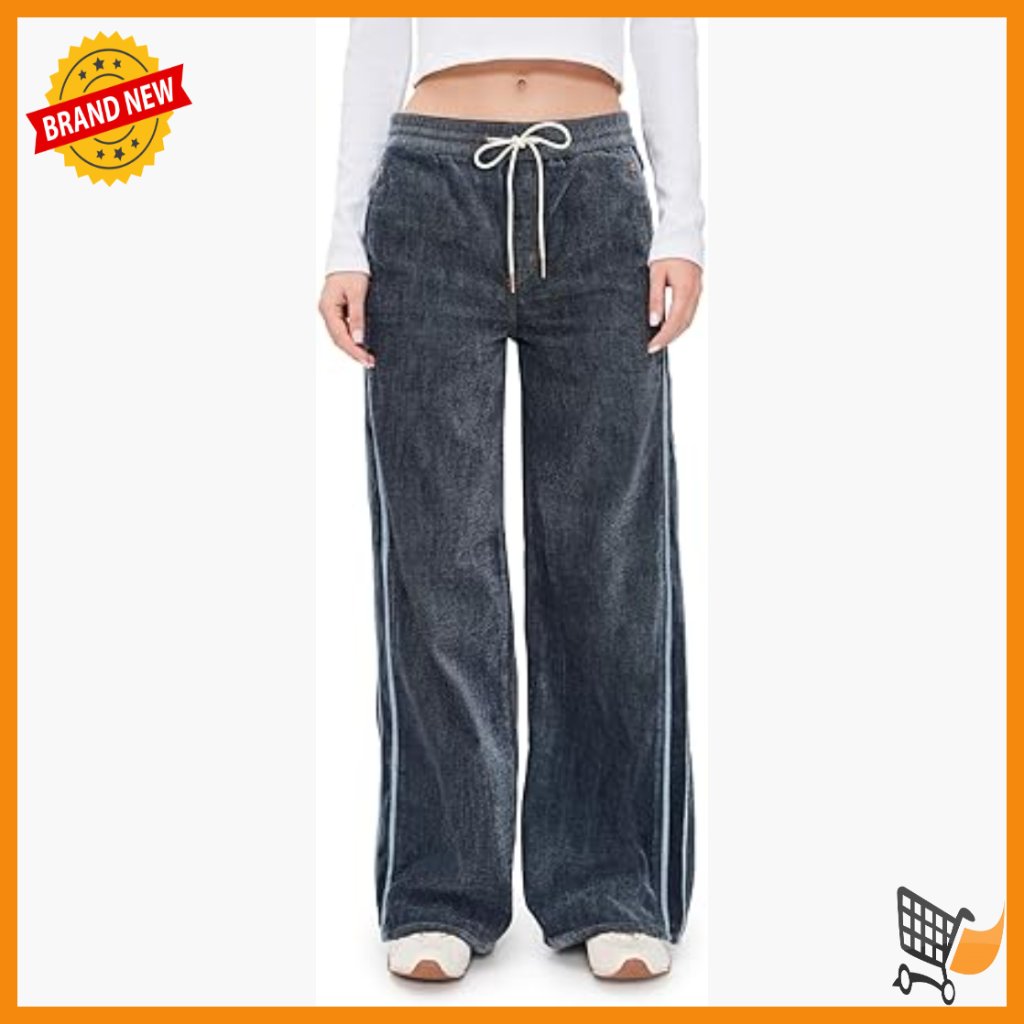 Wide Leg Pull-On Jeans, High Rise, Non-Stretch Cotton Blend, Loose Fit